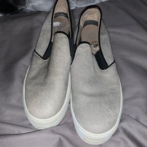 Gray Skechers Pony hair Platform Slip on Sneakers